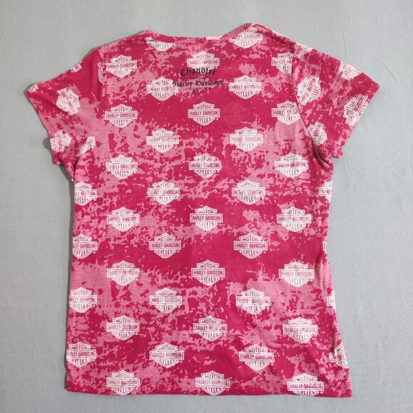 Harley-Davidson T-shirt women's size XXL pink with white graphic design slim fit - Picture 3 of 8